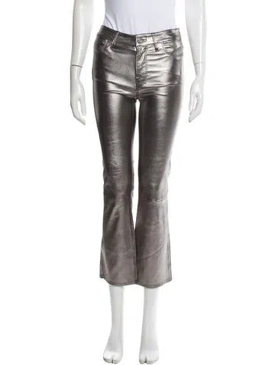 Pre-owned Frame Lambskin Straight Leg Pants W/ Tags In Silver