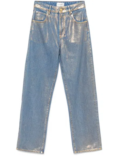 Frame Lamé-effect Jeans In Blue