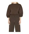Frame Lantern Sleeve Crewneck Sweatshirt In Brown