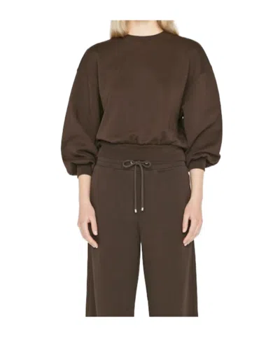 Frame Lantern Sleeve Crewneck Sweatshirt In Brown