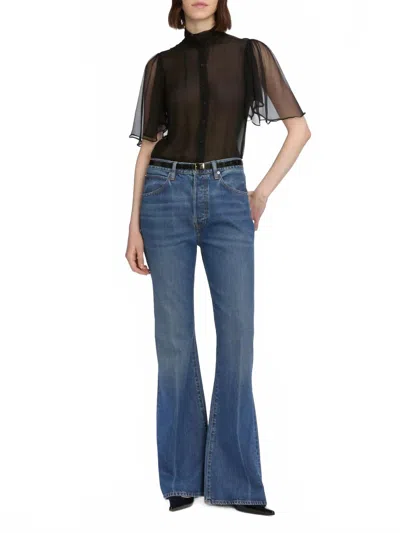 Frame Lax High-waist Flare Jeans In Pilot In Blue