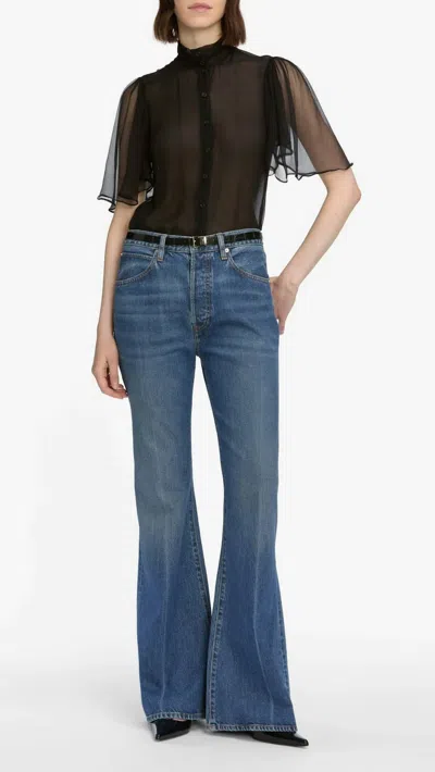 Frame Lax High-waist Flare Jeans In Pilot In Animal Print