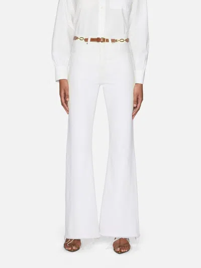 FRAME LAX WIDE-LEG FLARE JEANS IN WHITE RAW FRAY