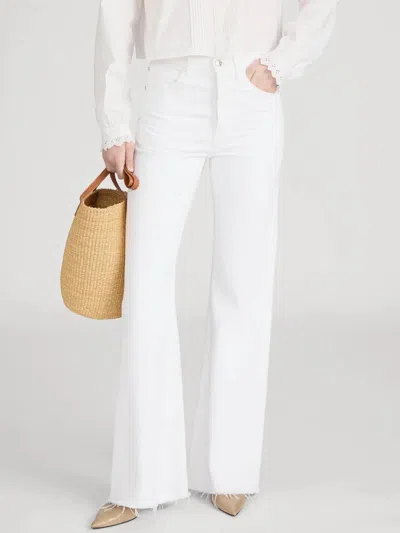 Frame Lax Wide Leg Flare Jeans In White Raw Fray In Gray