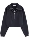 Frame Womens  The Double Half-zip Cotton-blend Sweatshirt In Navy