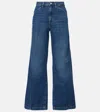 Frame Womens The Reboot Crop Flared-leg High-rise Stretch Denim-blend Jeans Femma In Blue