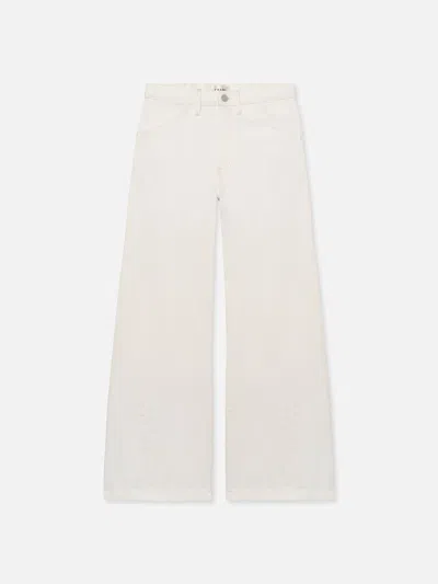 Frame Le Baggy Palazzo Wide Leg Jeans In White