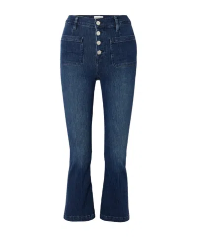 Frame Le Bardot Cropped High-rise Flared Jeans In Blue