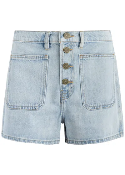 Frame Le Bardot Denim Shorts In Blue
