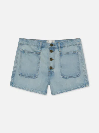 Frame Le Bardot Exposed Button Shorts In Trevi