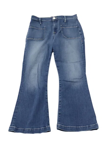 Frame Le Bardot Flared Jeans In Blue Cotton Denim