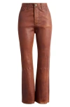 Frame Le Crop Bootcut Leather Pants In Tobacco