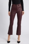 Frame Le Crop Mini Boot Cropped Leather Flared Pants In Wine