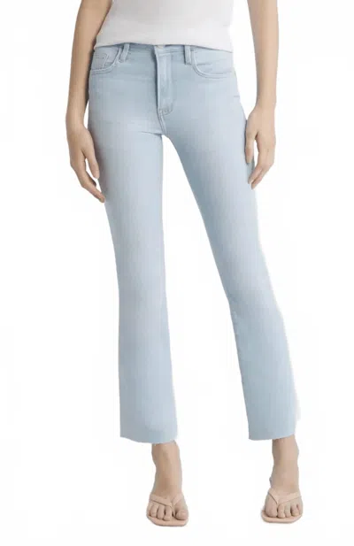 Frame Le Crop Leg Mini Boot Cut Raw Fray Jeans In Clarity In Blue
