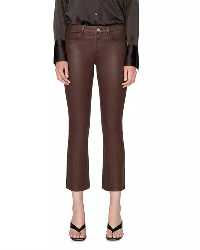 Frame Le Crop Mini Boot Coated Jeans In Dark Chocolate In Brown