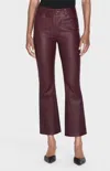 Frame Le Crop Mini Boot Cropped Leather Flared Pants In Burgundy