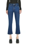 Frame Woman Le Crop Mini Boot Jeans In Dark Blue Denim In Majesty