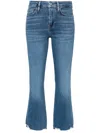 Frame The Ruler Frayed High Waist Ankle Straight Leg Jeans In Blue