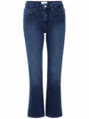 Frame Le Crop Mini Boot Bootcut Ankle Jeans With Raw Hem In Blue