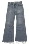 Frame Le Crop Mini Boot Jeans In Blue Cotton In Blue