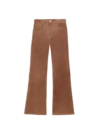 Frame Leather Le Crop Mini Boot Pants In Brown