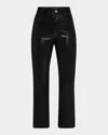 Frame Le Crop Mini Bootcut Suede Pants In Black Multi