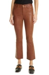Frame Le Crop Mini Boot Leather Pants In Brown