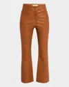Frame Le Crop Bootcut Leather Pants In Tobacco