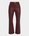 Frame Le Crop Mini Boot Leather Jeans In Wine