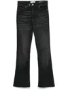 Frame Le Crop High Waist Raw Hem Mini Bootcut Jeans In Black
