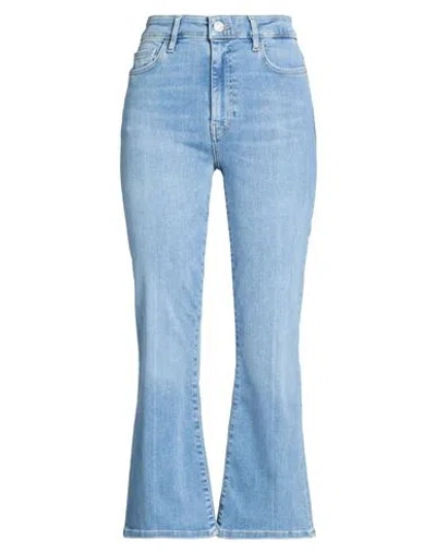 Frame Le Crop Mini Boot Woman Jeans Blue Size 31 Organic Cotton, Polyester, Recycled Polyester, Elas