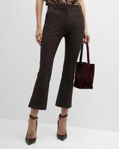 Frame Le Crop Mini Bootcut Trousers In Brown
