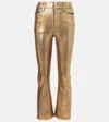 Frame Le Crop Mini Metallic Bootcut Jeans In Gold Chrome