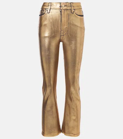 Frame Le Crop Mini Metallic Bootcut Jeans In Gold Chrome