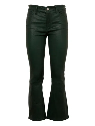 Frame Le Crop Panelled Flared Trousers In Green