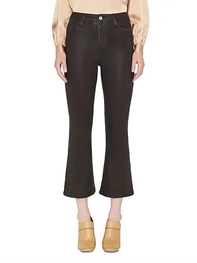 Frame Le Crop Wax Flare Jeans In Espresso Coated In Black