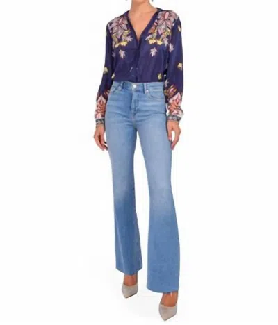 Frame Le Easy Flare Raw Fray Jeans In Whimsy In Blue