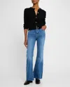 Frame Le Easy Flare Raw Fray Outseam Insert Jeans In Mermaid In Multi