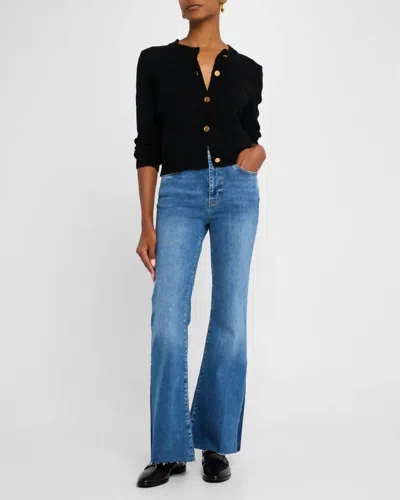 Frame Le Easy Flare Raw Fray Outseam Insert Jeans In Mermaid In Multi