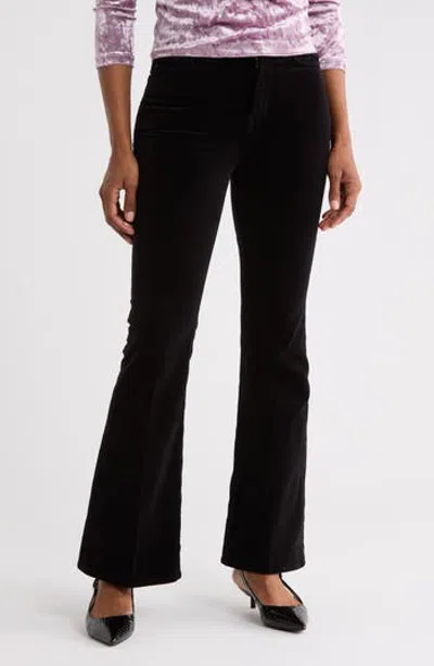 Frame Le Easy High Waist Velvet Flare Pants In Black