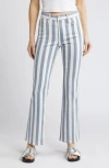 Frame Le Easy Mid Rise Flare Jeans In Clear Blue Stripe