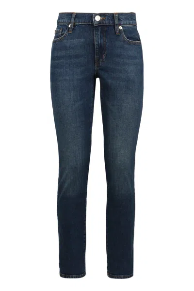 Frame Mid Rise Relaxed Boyfriend Denim Trousers In Blue