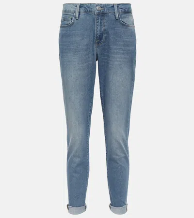 Frame Le Garcon Mid-rise Cropped Jeans In Blue