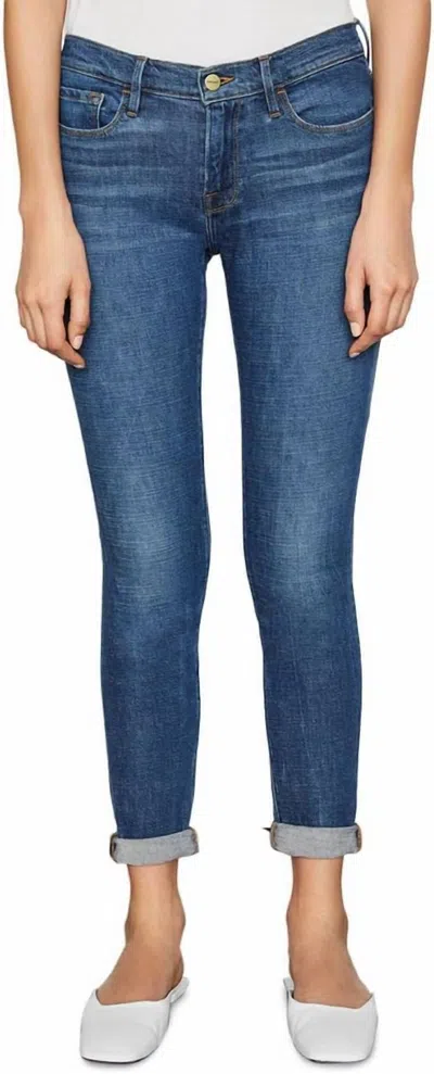 Frame Le Garcon Mid-rise Medium Wash Boyfriend Jeans In Blue