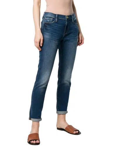 Frame Le Garcon Rolled Raw After Jeans In Azur In Blue