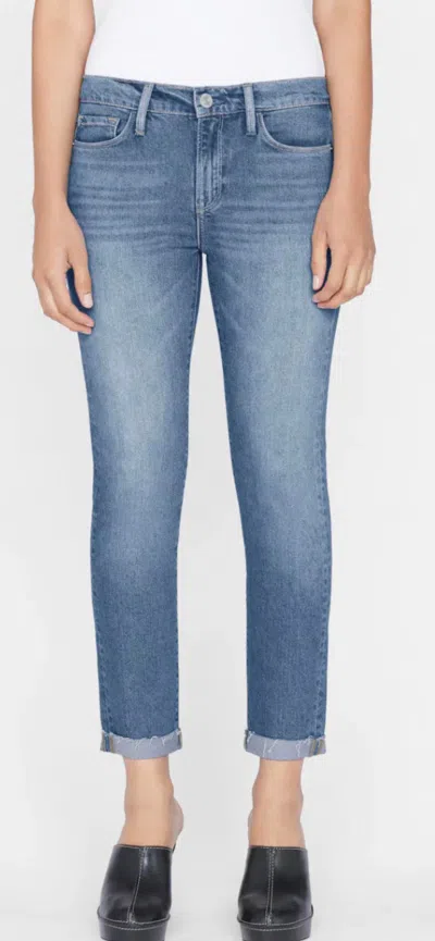 Frame Le Garcon Rolled Raw After Jeans In Deepwater In Multi