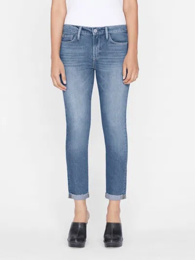Frame Le Garcon Rolled Raw After Jeans In Deepwater In Multi