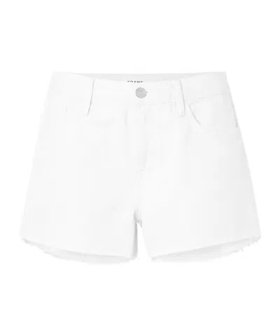 Frame Le Grand Garcon Frayed Denim Shorts In White