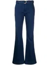 Frame Le High Flare Belted Trouser In Blue