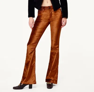 Frame Le High Flare In Bronze Velvet In Brown